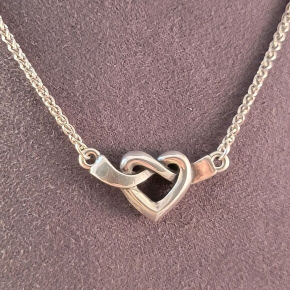 James Avery Sterling Heart Knot Ribbon Pendant Necklace - Picture 2 of 6